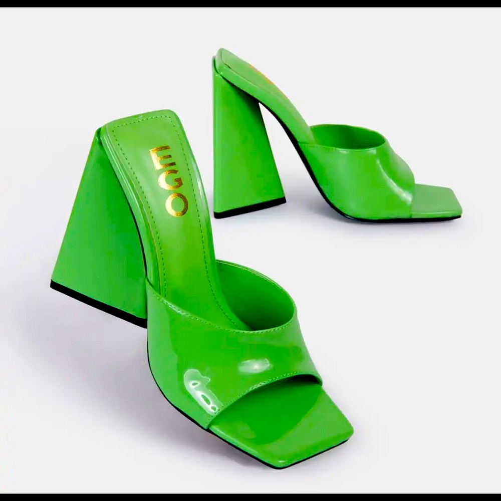 EGO lime green mules . Size 7